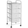 Costway - 4 Drawers Metal Rolling Storage Cart Scrapbook Supply & Paper Home Office - Clear