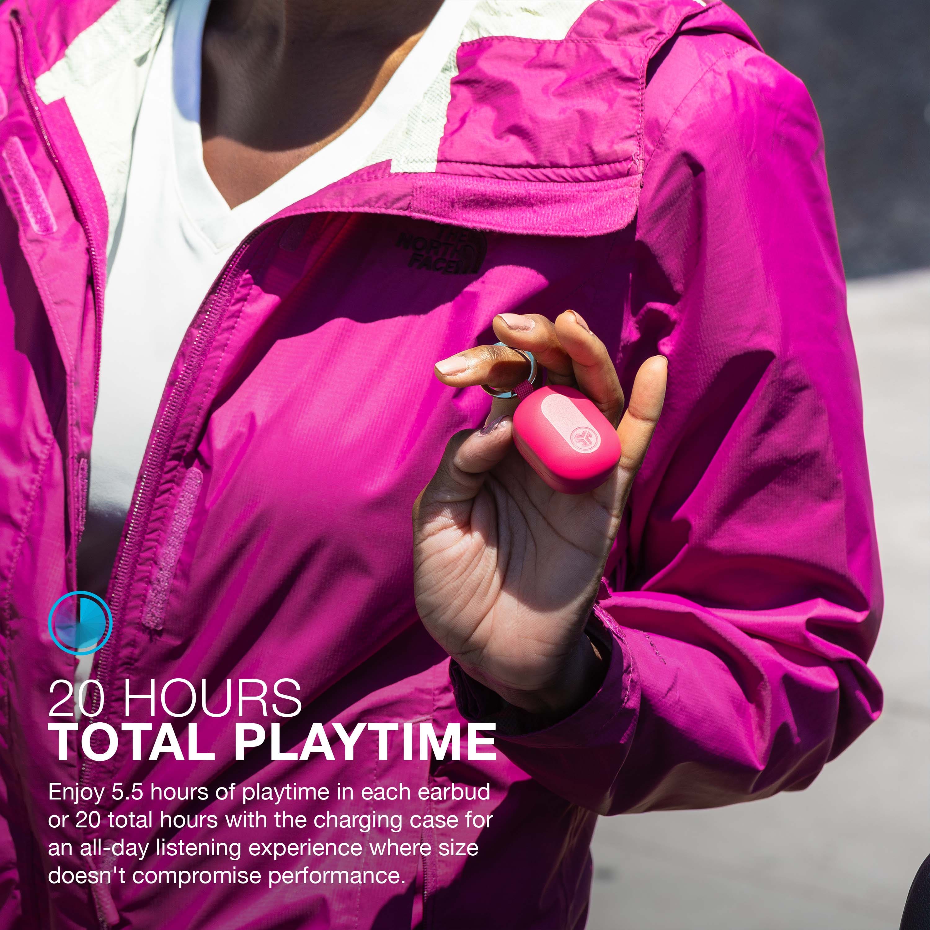 The North Face 20 Hours Total Playtime: Enjoy 5.5 hours of playtime in each earbud or 20 total hours with the charging case for an all-day listening experience where size doesn't compromise performance.