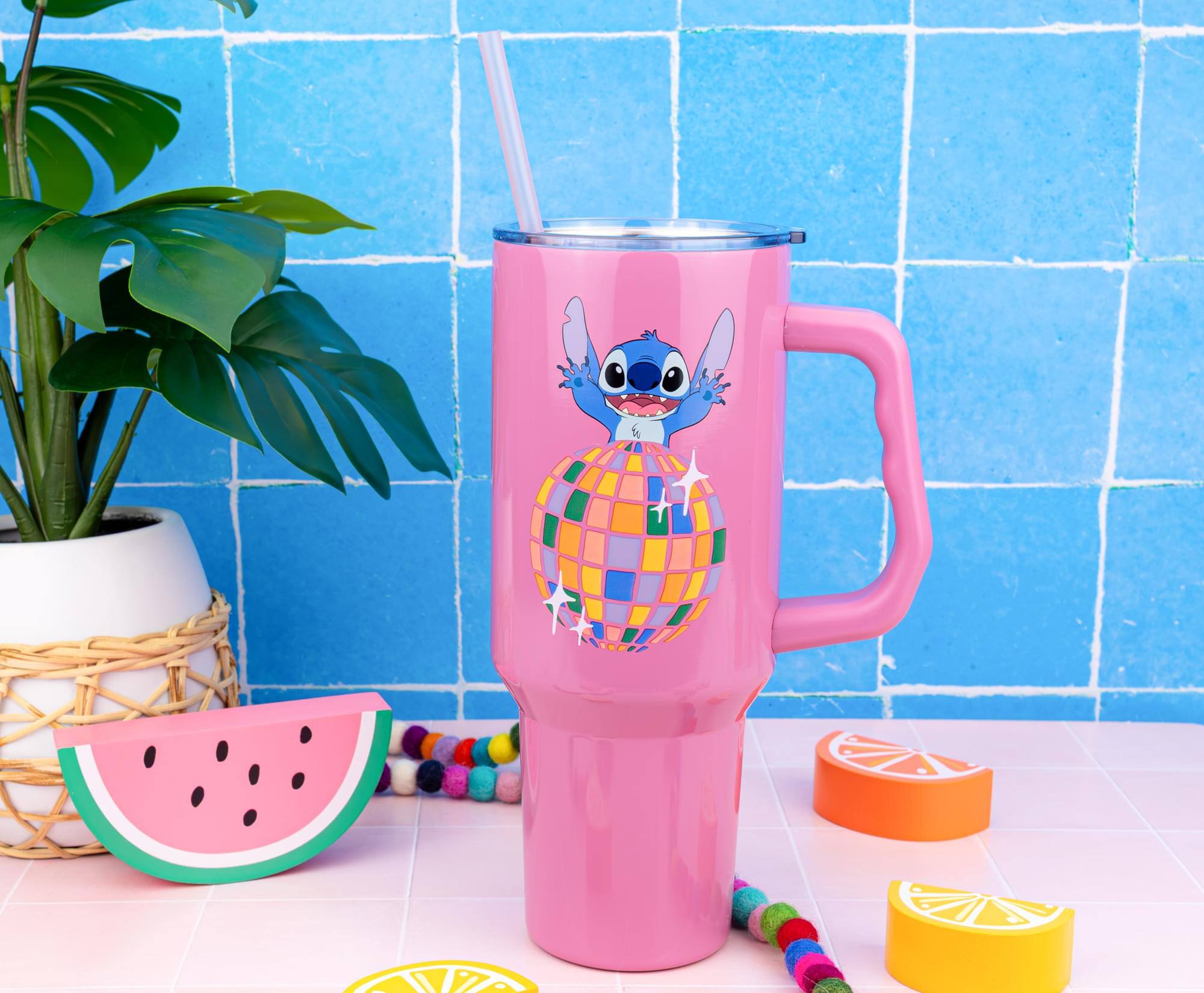 Alt View 3. Silver Buffalo - Disney Lilo & Stitch "Life Is A Party" 40-Ounce Stainless Steel Tumbler - Multi-Colored.