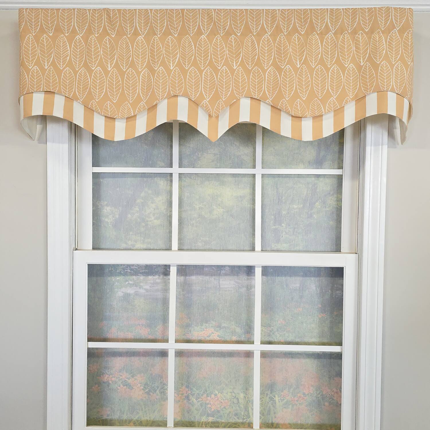 Angle. RLF Home - RLF Home 100% Cotton Fall D-Regal  Fully lined Windows Rod Pocket Valance 50" x 17"  Tan - Tan.