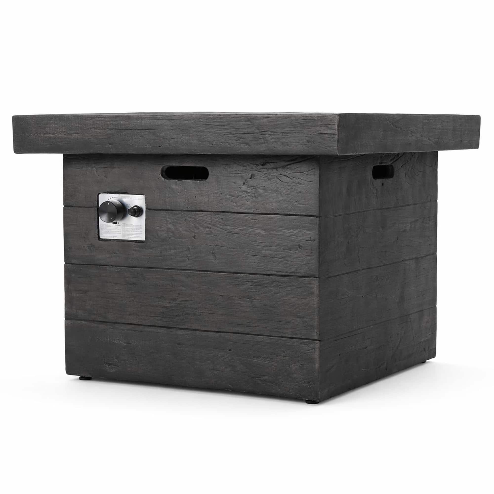 RYHNUYNE - 32" Square MGO Fire Pit – 40,000 BTU Wood-Burning Outdoor Fireplace in Grey Finish for Patio, Backyard, Garden - Gray