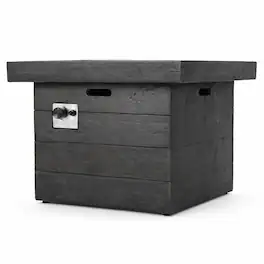 RYHNUYNE - 32" Square MGO Fire Pit – 40,000 BTU Wood-Burning Outdoor Fireplace in Grey Finish for Patio, Backyard, Garden - Gray