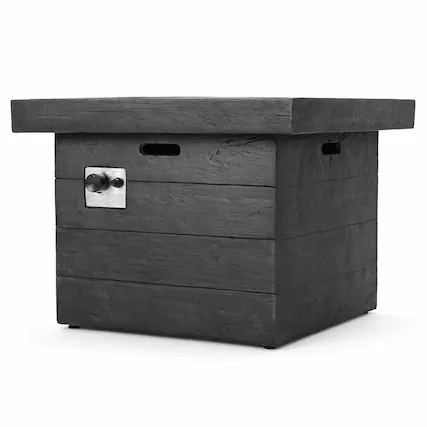Front. RYHNUYNE - 32" Square MGO Fire Pit – 40,000 BTU Wood-Burning Outdoor Fireplace in Grey Finish for Patio, Backyard, Garden - Grey.