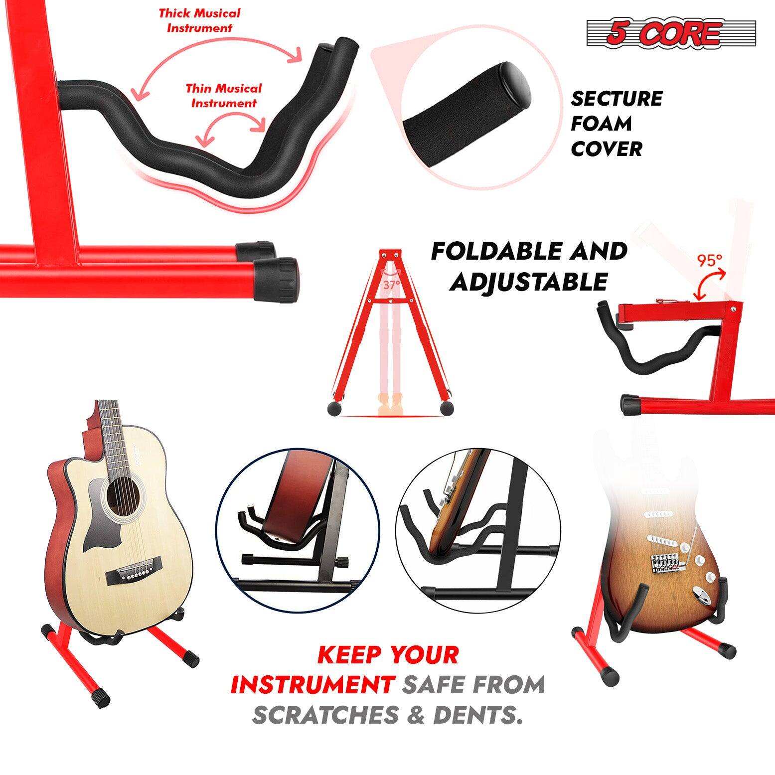 Thick Musical Instrument  
Thin Musical Instrument  

5 CORE  
SECTURE FOAM COVER  

FOLDABLE AND ADJUSTABLE  
95°  

KEEP YOUR INSTRUMENT SAFE FROM SCRATCHES & DENTS.