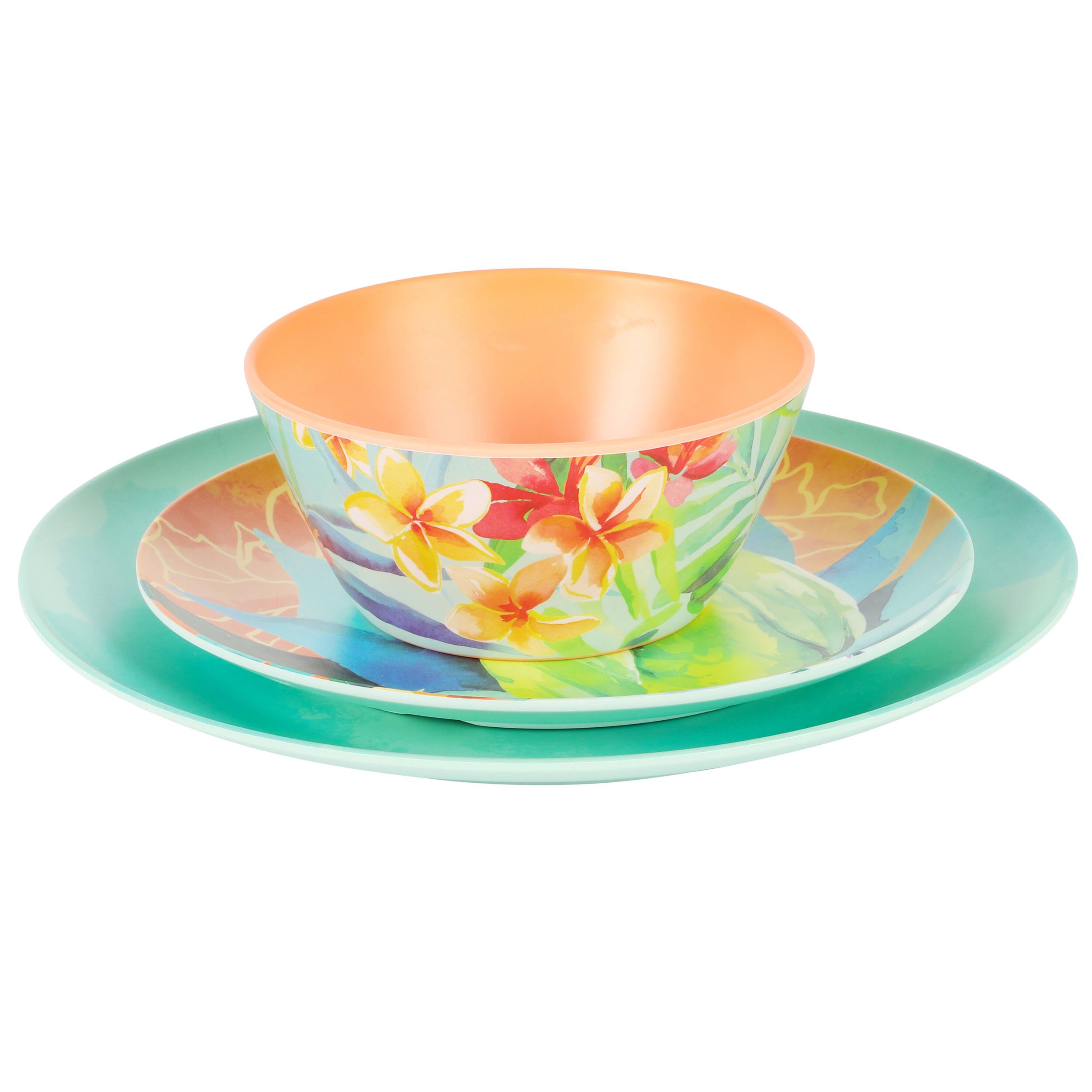 Alt View 7. Laurie Gates - Laurie Gates Tropical Parrots 12 Piece Melamine Dinnerware Set in Assorted Designs - Multi-Color.