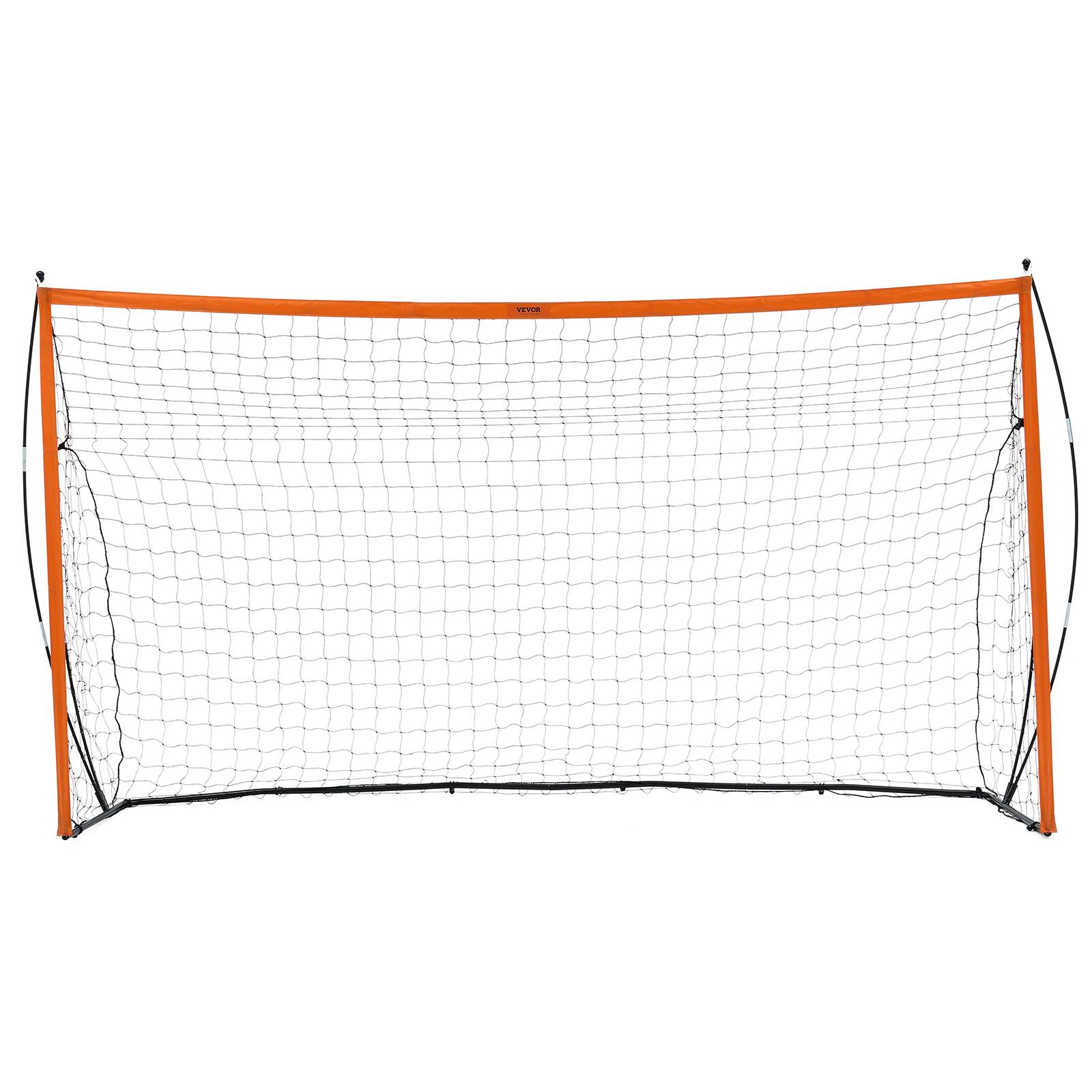 Alt View 5. VEVOR - Portable Soccer Goal, 12x6 ft Adults Kids Backyard Soccer Net, Large, Steel Fiberglass Structure Training Goal Set - Orange and black.