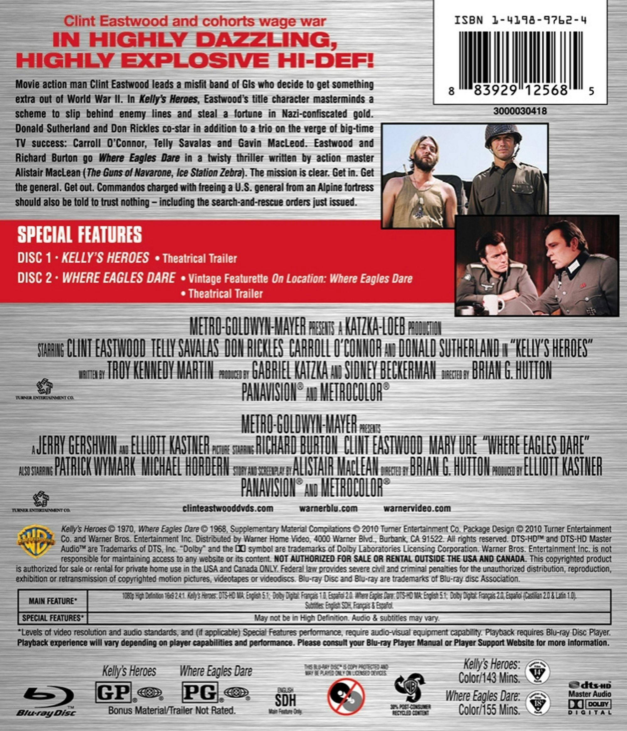 Back. Kelly's Heroes / Where Eagles Dare (Blu-ray Double Feature) [Blu-ray].