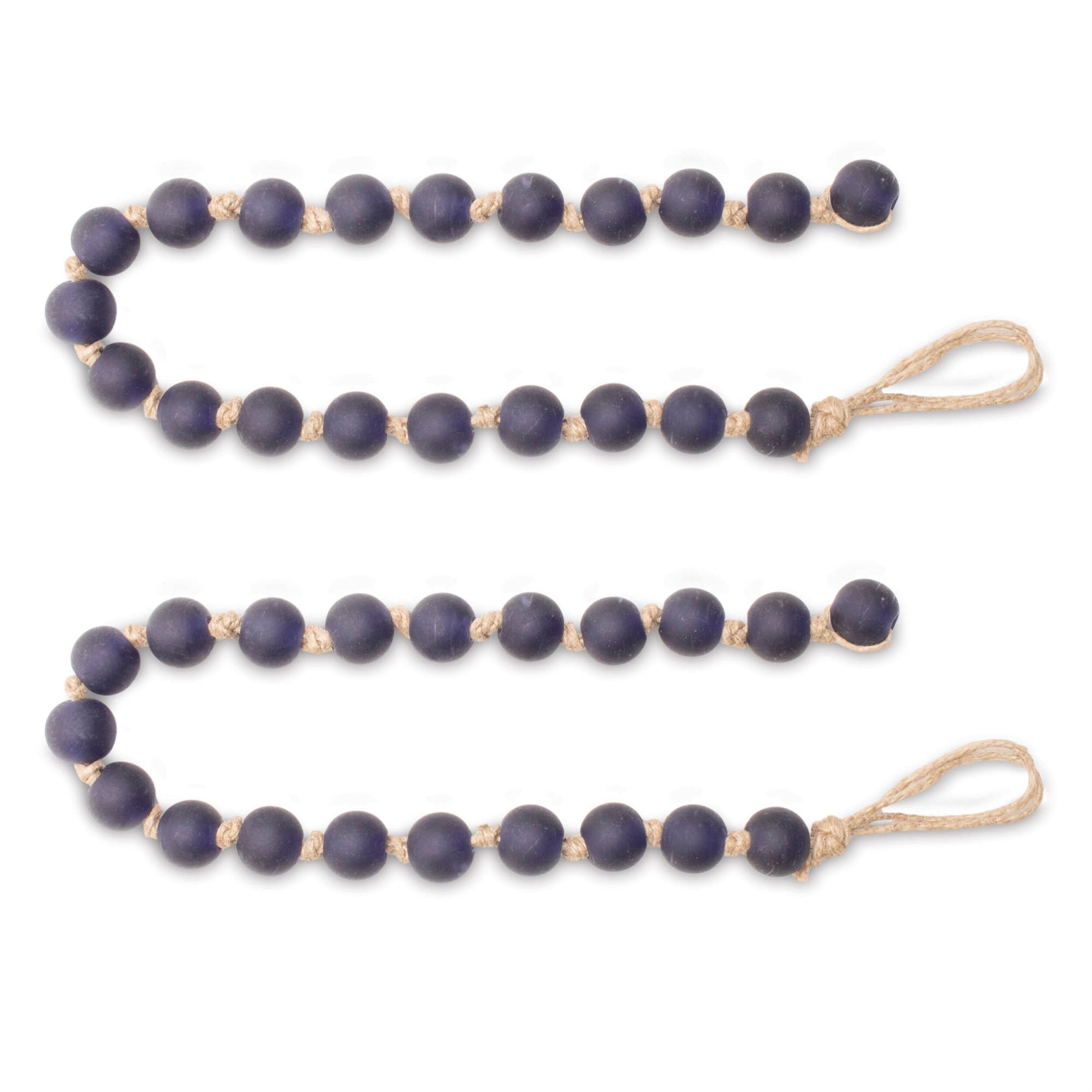 Left. BreeBe - Frosted Glass Bead Garland (Set of 2) - Blue.