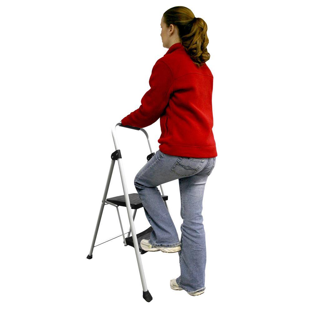 Alt View 3. AmeriHome - Two Step Folding Utility Step Ladder - White, Black.