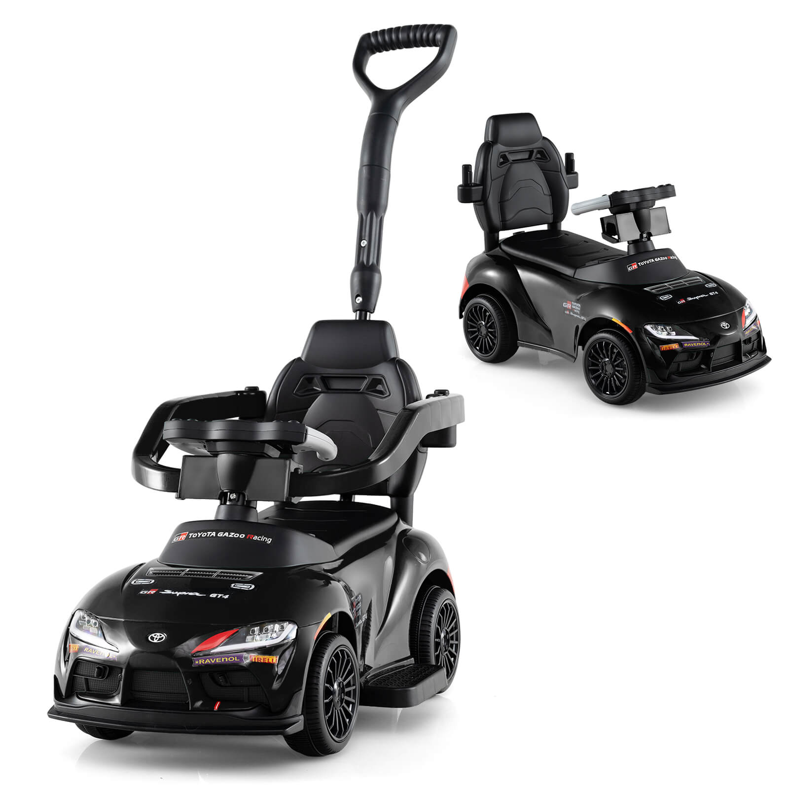 Costway - Toyota Licensed Ride on Push Car with Parent-Control Handle Music Safety Guardrail - Black price history on PriceWatchPro