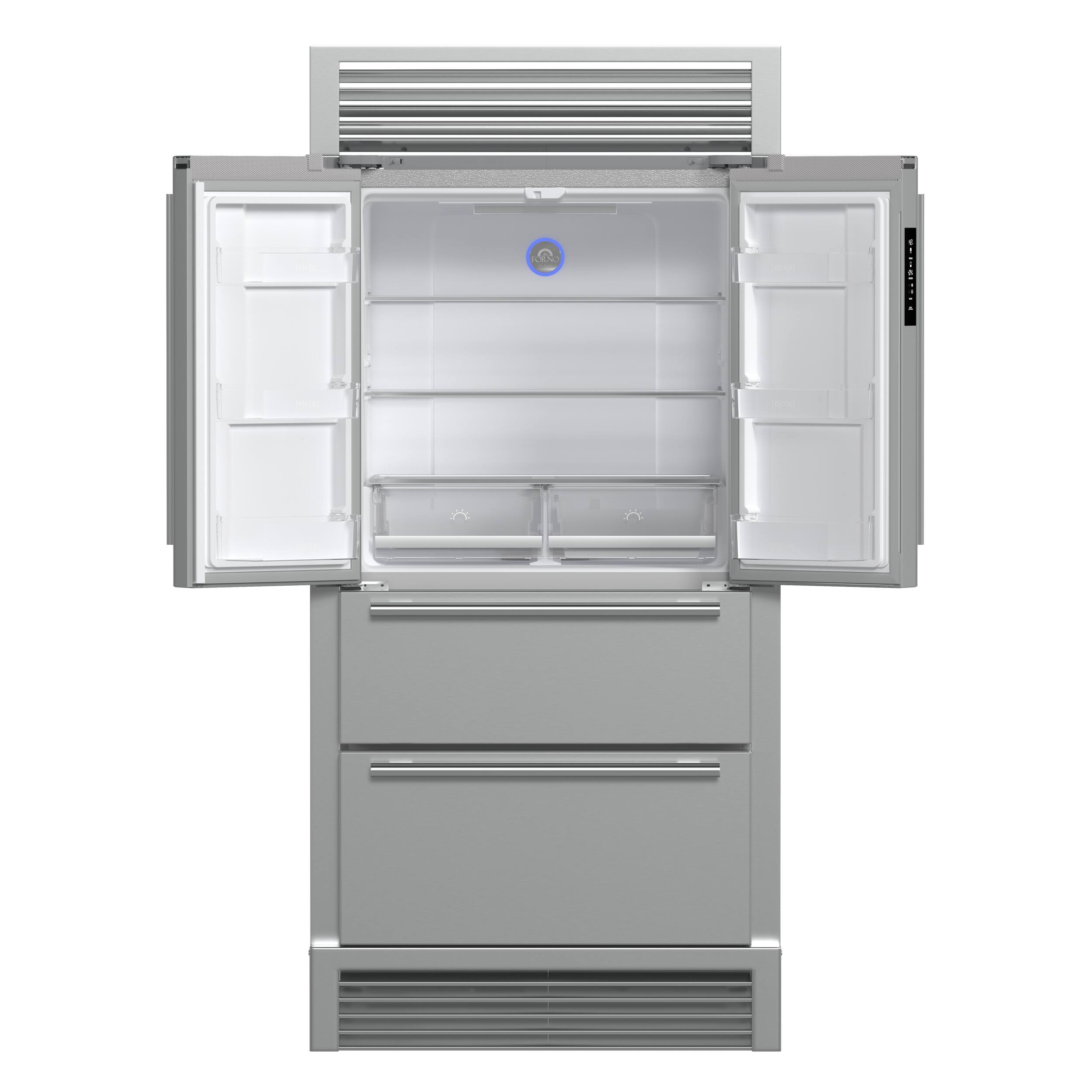 Alt View 3. Forno Appliances - Moena 19.2 Cu. Ft. Built-In French Door Refrigerator with Decorative Trim Grill - Stainless Steel VCM.