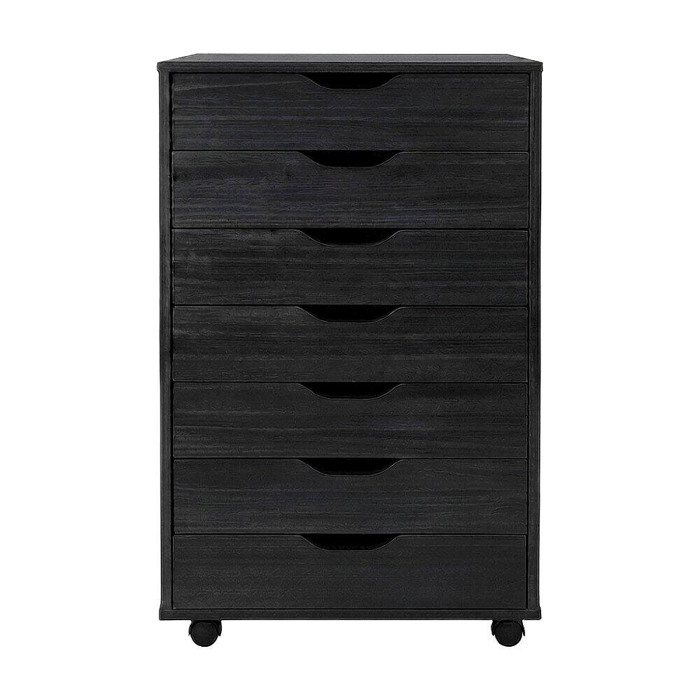 Left. FurniFact - Composite Wood Filing Cabinet with 7 Drawers - Black.