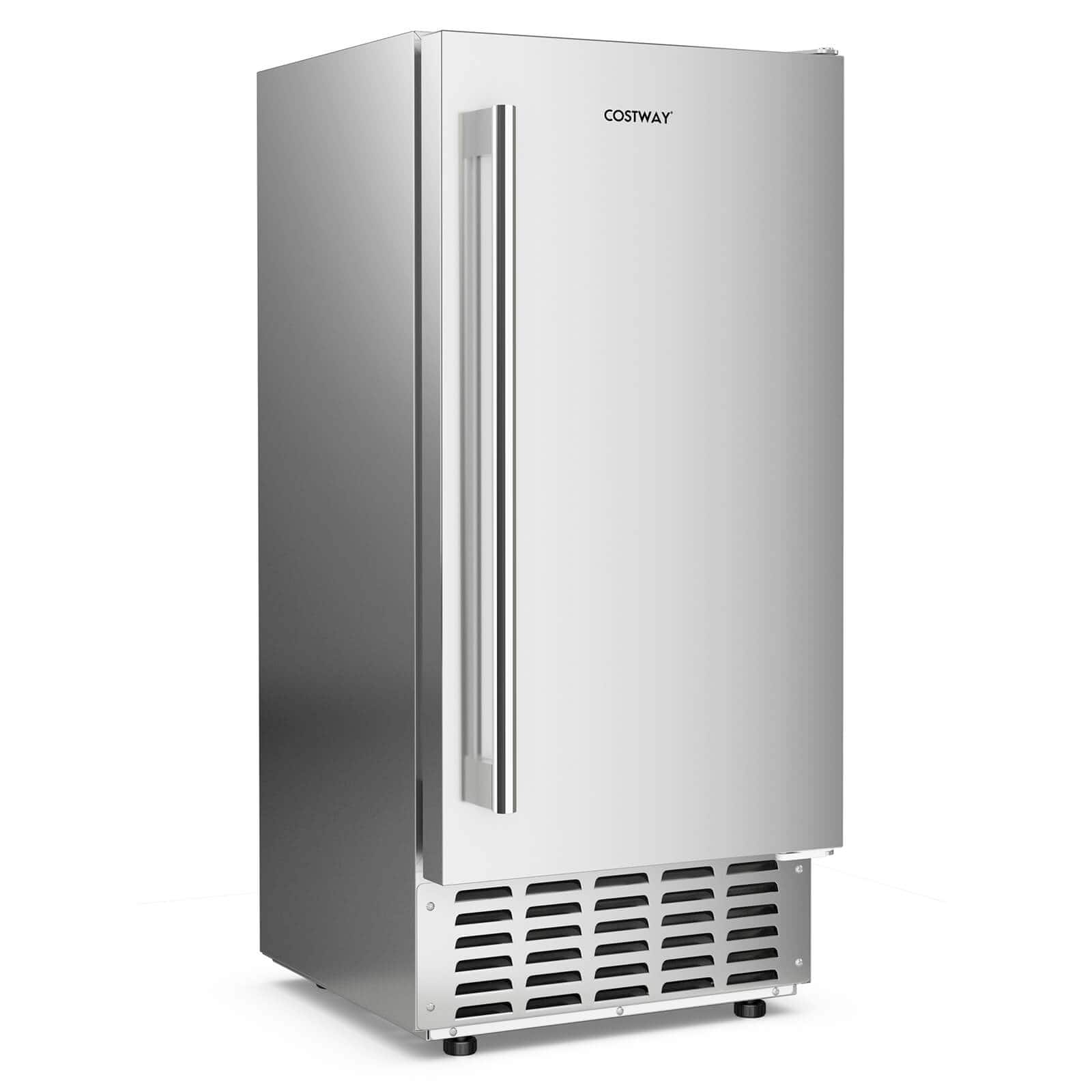 Front. Costway - Under Counter Nugget Ice Maker with Self-Cleaning 66 lbs/Day 24H Timer LCD Control - Silver.