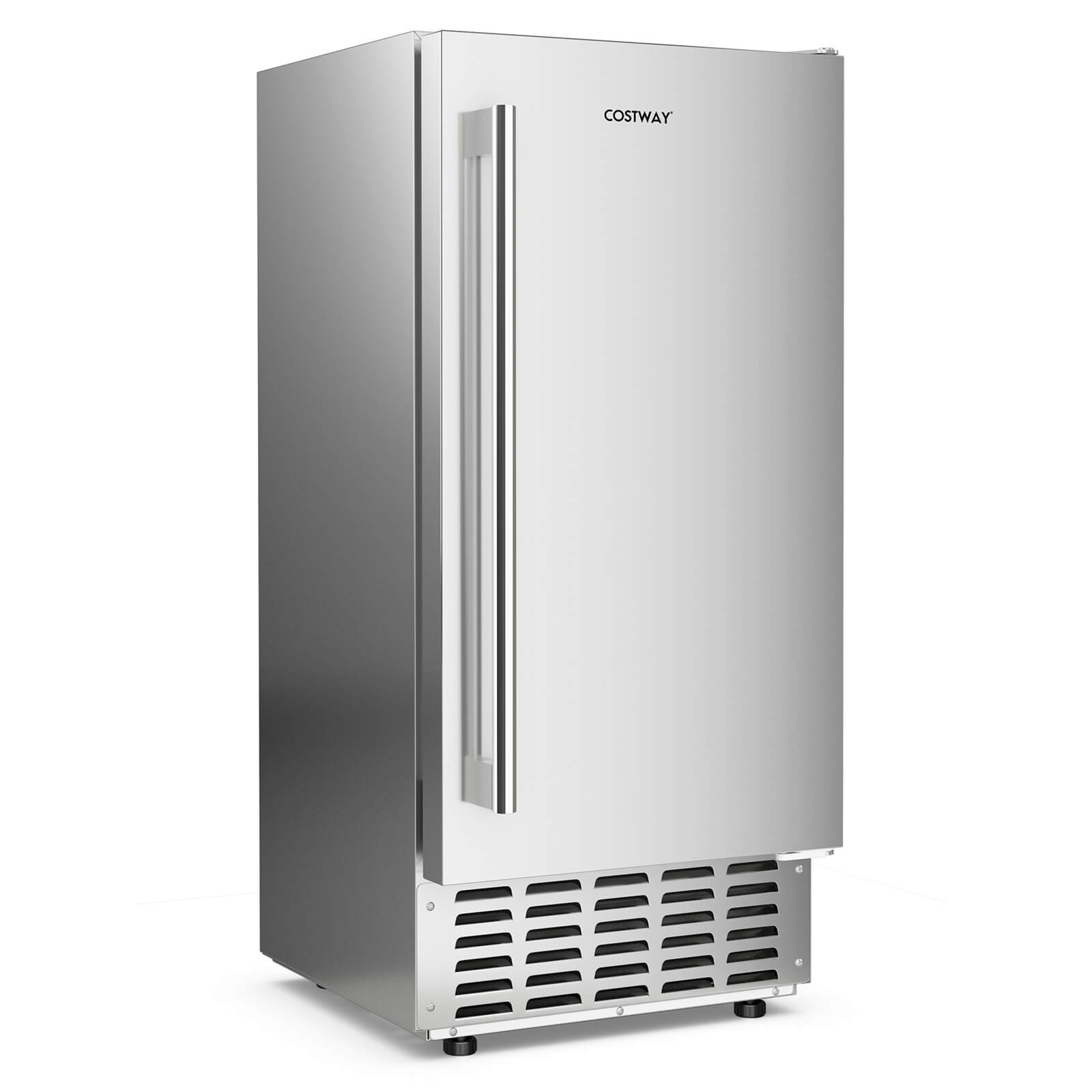 Front. Costway - Under Counter Nugget Ice Maker with Self-Cleaning 66 lbs/Day 24H Timer LCD Control - Silver.