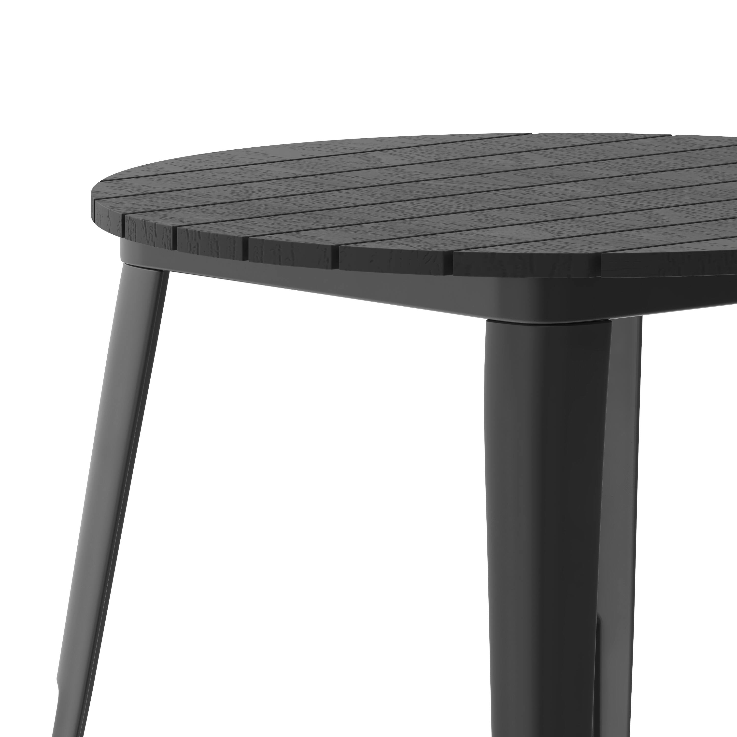 Alt View 9. Emma + Oliver - Drew Indoor/Outdoor Dining Table, 30" Round All Weather Poly Resin Top with Steel Base - Black Top/Black Frame.