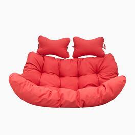 LeisureMod - 2-Person Egg Chair Cushion with Headrest - Folding Double Swing Chair Replacement Pad, Weather-Resistant - Red