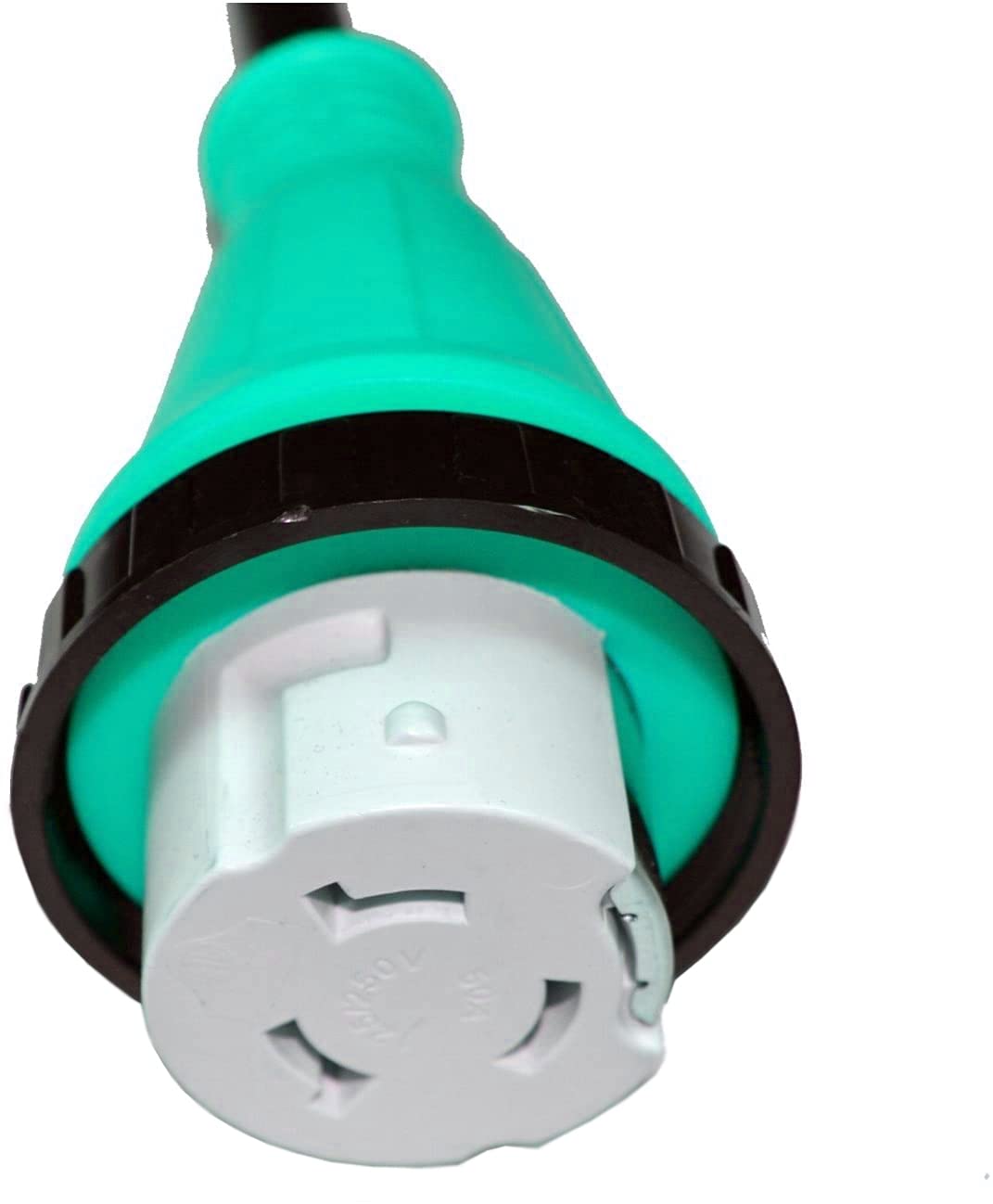 Back. HQRP - RV Power Cord Adapter 30 Amp TT-30P to 50 Amp SS2-50R Twist Lock 12 in Pigtail Cable - Green.