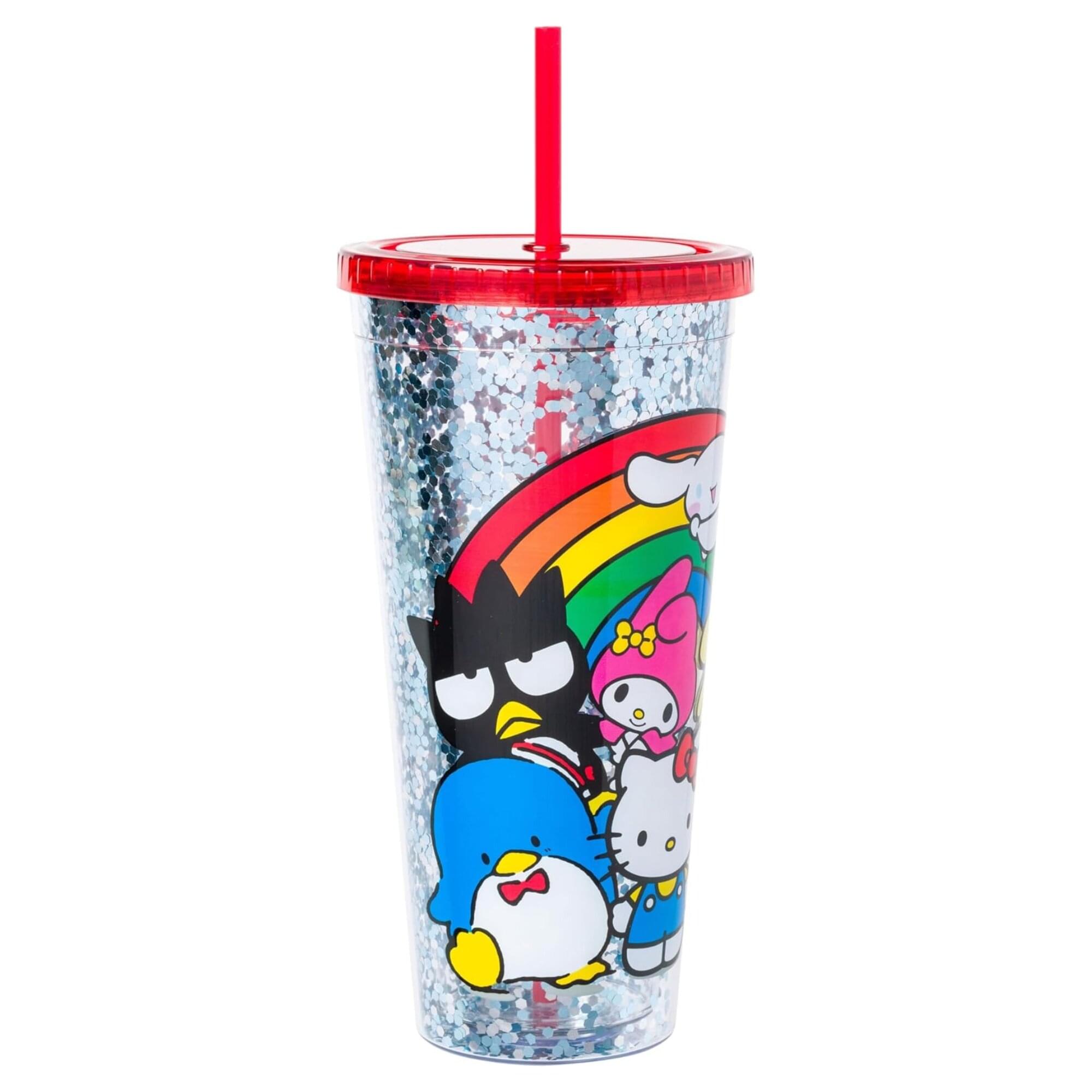 Alt View 1. Silver Buffalo - Sanrio Hello Kitty and Friends Rainbow 32-Ounce Carnival Cup With Lid and Straw - Multi-Colored.