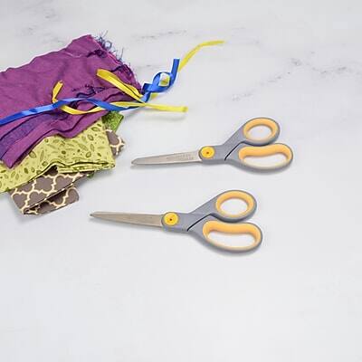 Alt View 5. Westcott - Titanium Bonded 8" Titanium Heavy Duty General Purpose Scissor, Pointed Tip, 2/Pack - Gray/Yellow.