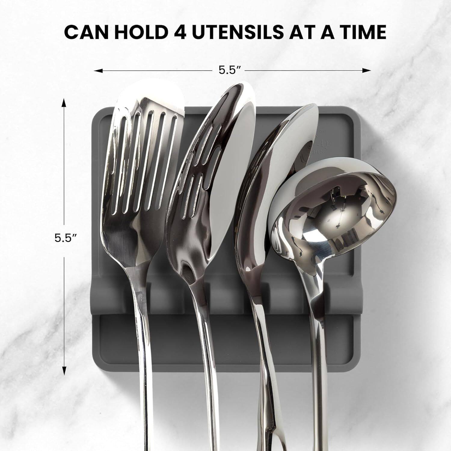 CAN HOLD 4 UTENSILS AT A TIME  
5.5" x 5.5"