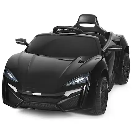 Front. Costway - Costway 12V Kids Ride On Car 2.4G RC Electric Vehicle w/ Lights MP3 Openable Doors - Black.