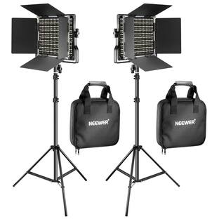 Neewer 2 Luci LED 480 Bicolore 2.4G Con Telecomando – Dimmerabile, Display LCD, Con Cavalletto E Borsa, Per Ritratti E Prodotti