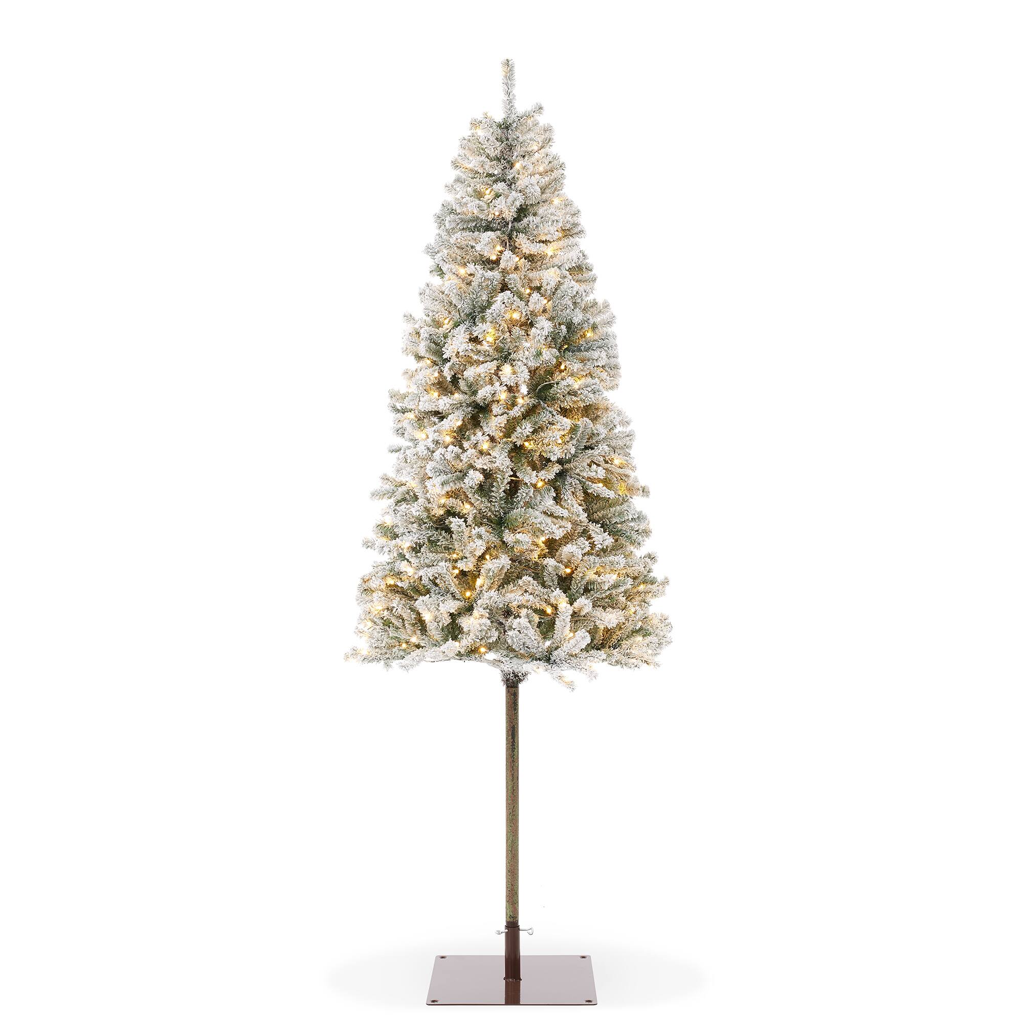 Casafield - Pre-Lit Pencil Alpine Fir Artificial Christmas Tree with Metal Stand - Green