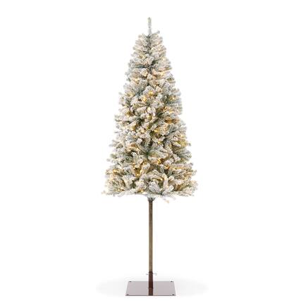 Front. Casafield - Pre-Lit Pencil Alpine Fir Artificial Christmas Tree with Metal Stand - Green.