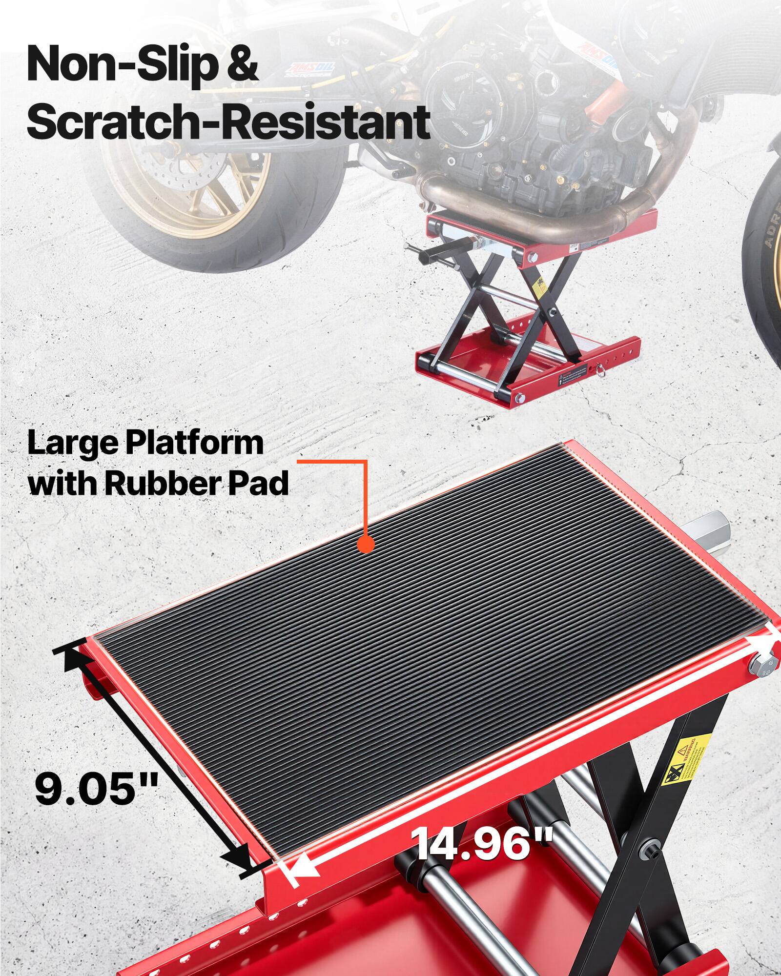 Non-Slip & Scratch-Resistant  
Large Platform with Rubber Pad  
9.05" x 14.96"