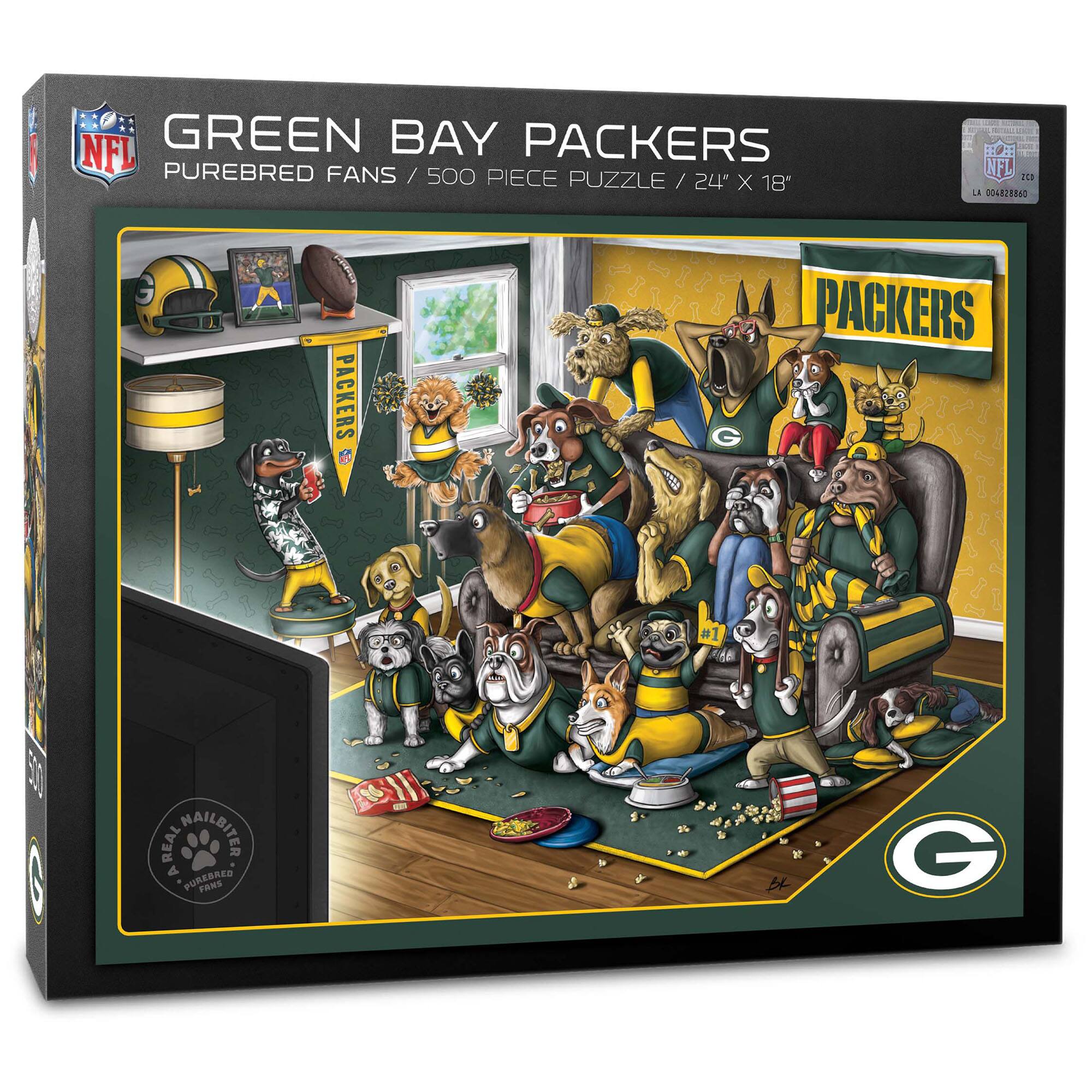 YouTheFan - Green Bay Packers Purebred Fans 18'' x 24'' A Real Nailbiter 500-Piece Puzzle - Multicolor