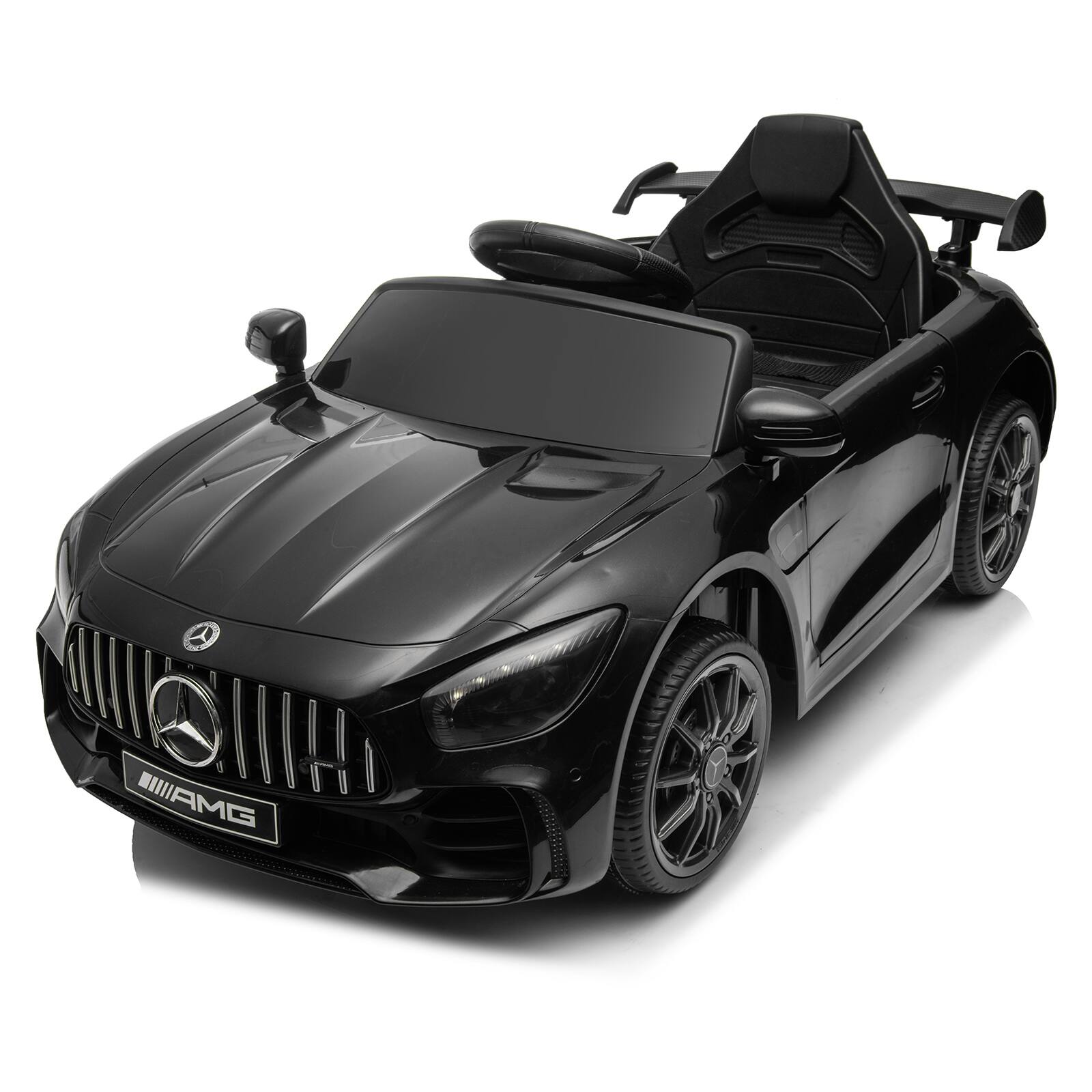 Alt View 4. Winado - 12V Ride on Car, Licensed Mercedes Benz AMG GTR Battery Powered Electric Vehicle, w/Parent Remote, Wider Seat, LED Light - Black.
