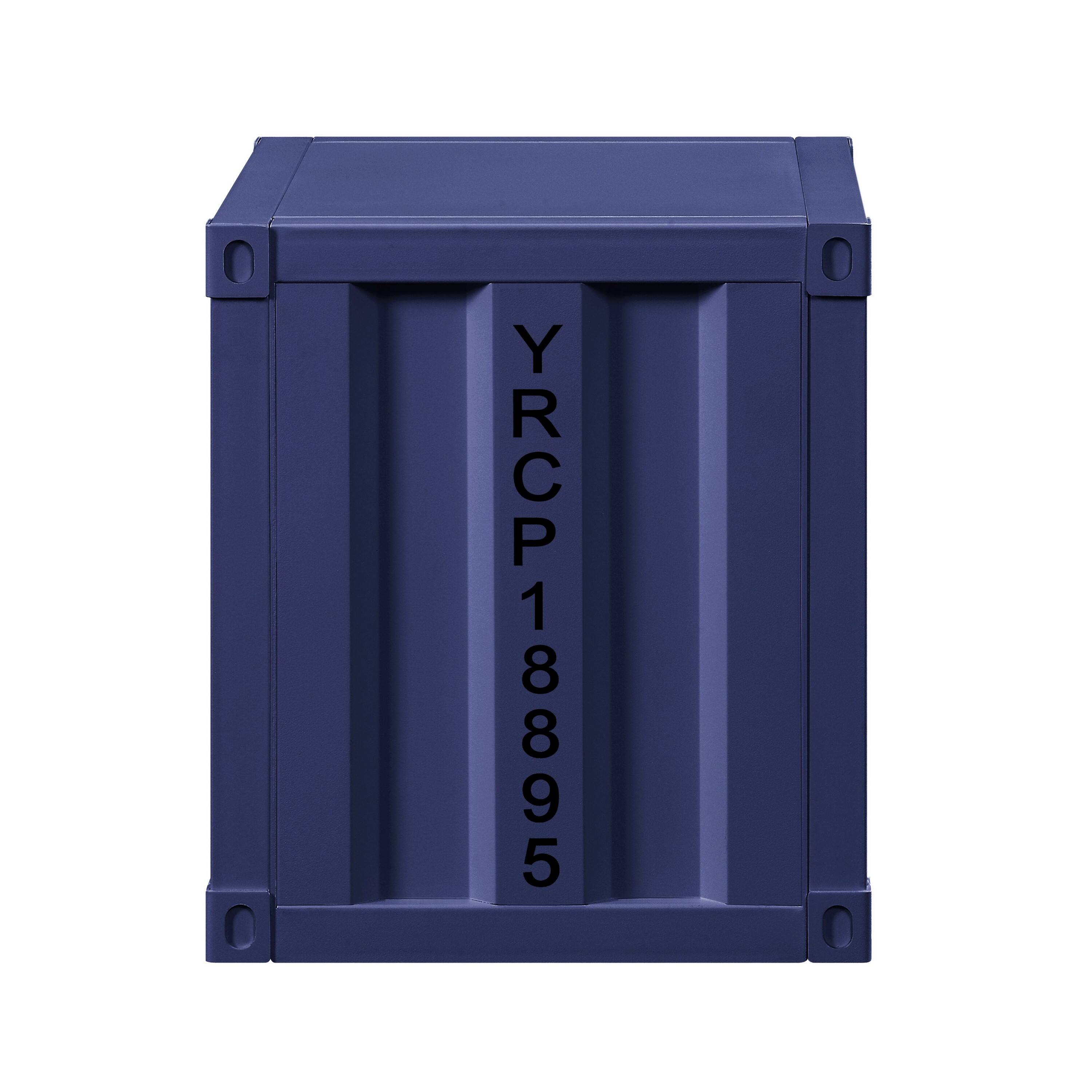 Alt View 2. Manhattan Lane - Metal Nightstand with 2 Open Compartment and USB Port - Blue.