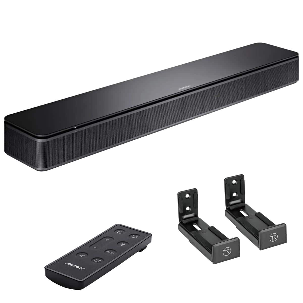 Bose - TV Speaker, Black + Soundbar Wall Mount Brackets