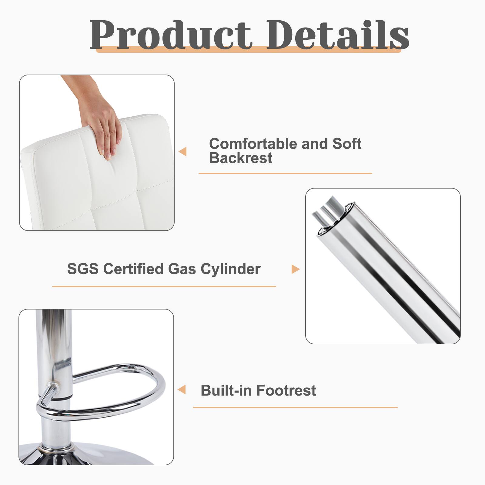Product Details

- Comfortable and Soft Backrest
- SGS Certified Gas Cylinder
- Built-in Footrest