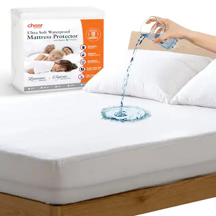 cheer collection GUARANTEED Ultra Soft Waterproof 10 YEAR Mattress Protector with Organic TENCEL
Dust Mite Protection
Bacteria Protection
Allergen Barrier
Breathable
100% Waterproof
Softer Than Silk
Luxurious COMFORT + Superior PROTECTION
QUEEN FULL TWIN
TWIN TWIN XL