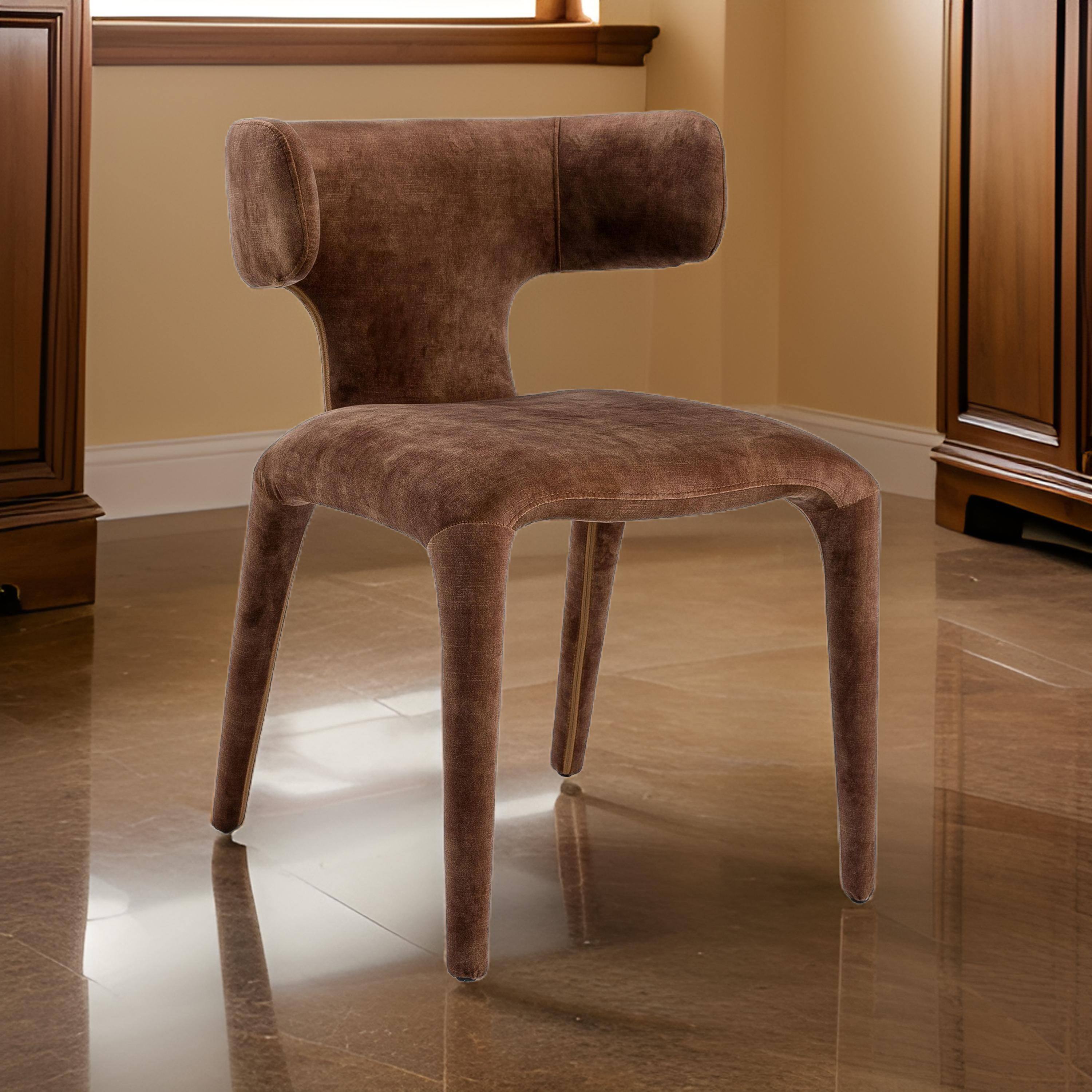 Alt View 2. Manhattan Lane - Cid Eve 21 Inch Dining Chair, Curved Wingback,  Textured Polyester - Brown.