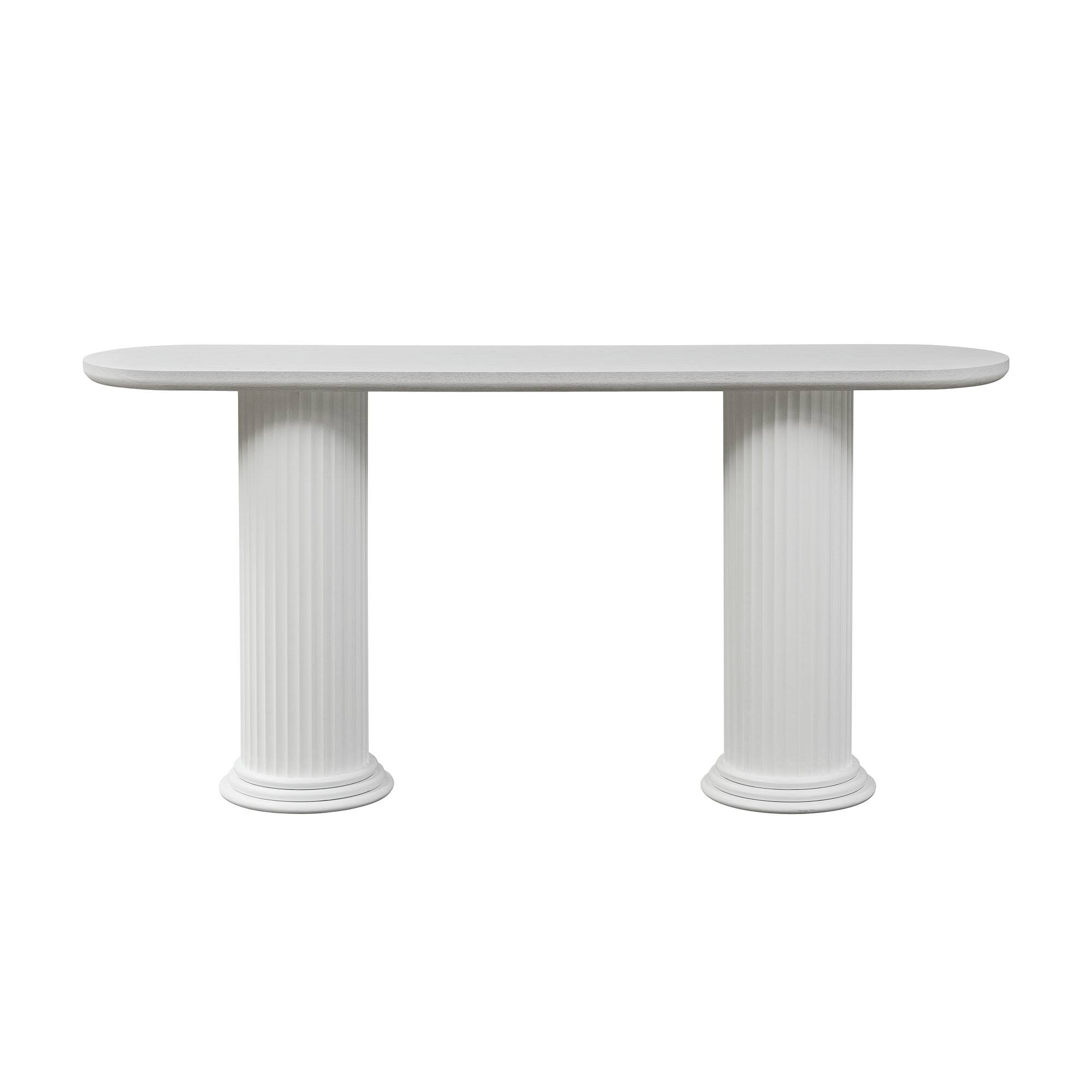 Back. Whisen - 62.99" Modern Console Table, MDF Entryway Hallway Table with Roman-Style Legs - White.