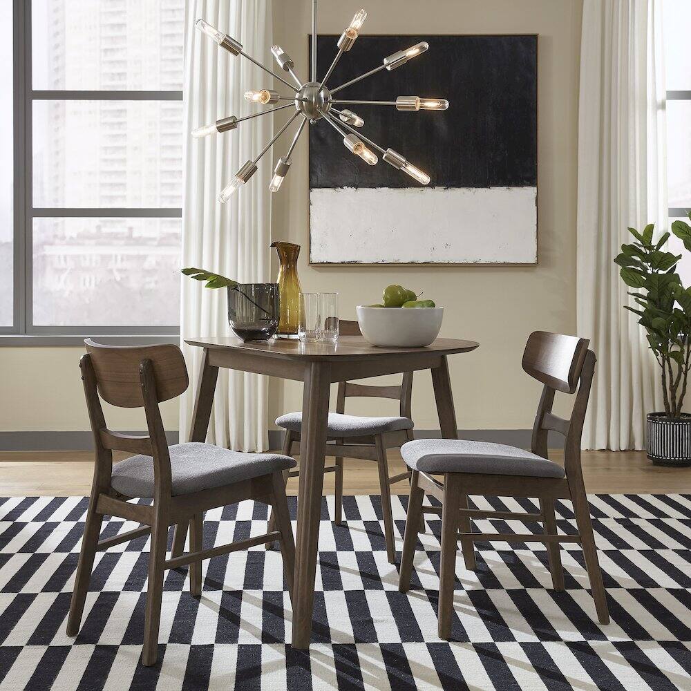 Back. Liberty Furniture Industries - Space Savers 4 Piece Triangle Table Set in Rubberwood Solids and Walnut Veneers - Satin Walnut.