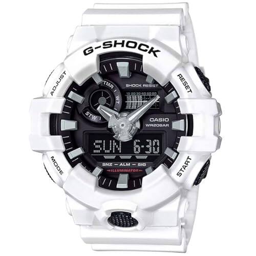 G-SHOCK  
ADJUST  
SHOCK RESIST  
RESET  
CASIO  
WR20BAR  
MODE  
SUN 6-30  
SNZ - ALM - SIG  
ILLUMINATOR  
START