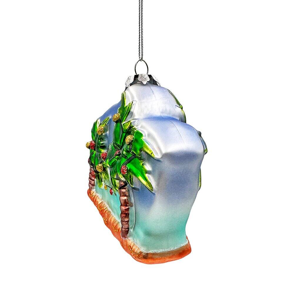 Alt View 1. OrnamentallyYou - Merry Beachmas Christmas Palm Tree Glass Ornament Xmas in July Tropical Decor - Multi-colored.