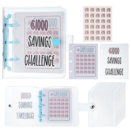 Unique Bargains - 1000 EUR Savings Challenge Book, Money Saving Binder with 25 Reusable Envelopes for Budgeting & Financial Planning - Blue