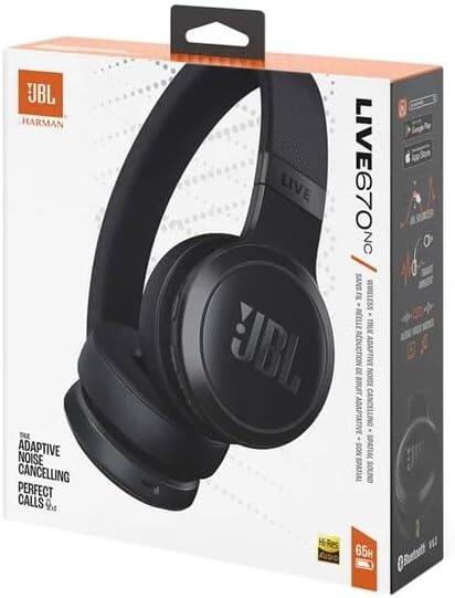 JBL HARMAN  
LIVE 670NC  
WIRELESS  
ADAPTIVE NOISE CANCELLING  
PERFECT CALLS  
SPATIAL SOUND  
65H  
BLUETOOTH 5.1