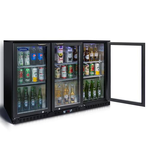 Lycvki - 11.3 Cu.Ft Beverage Refrigerators Cooler with 3 Glass Door Back Bar - Black