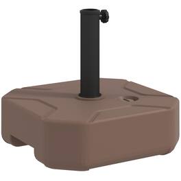 Outsunny - Square Patio Umbrella Base Holder, Heavy Duty Outdoor Umbrella Stand Base, Filled Up to 55lbs with Stand or 44lbs - Brown
