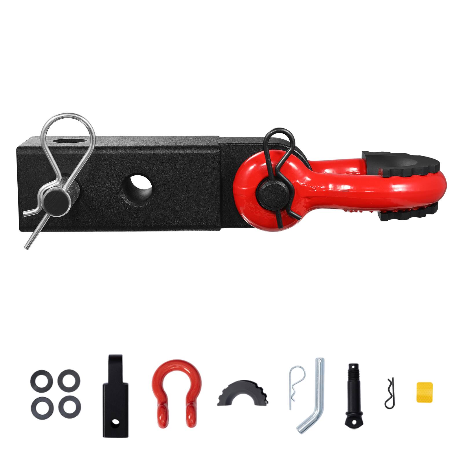 Alt View 5. VEVOR - Shackle Hitch Receiver 2", 66000 lbs Breaking Strength, D Ring Shackle with Trailer Hitch Lock Pin - Black,red.