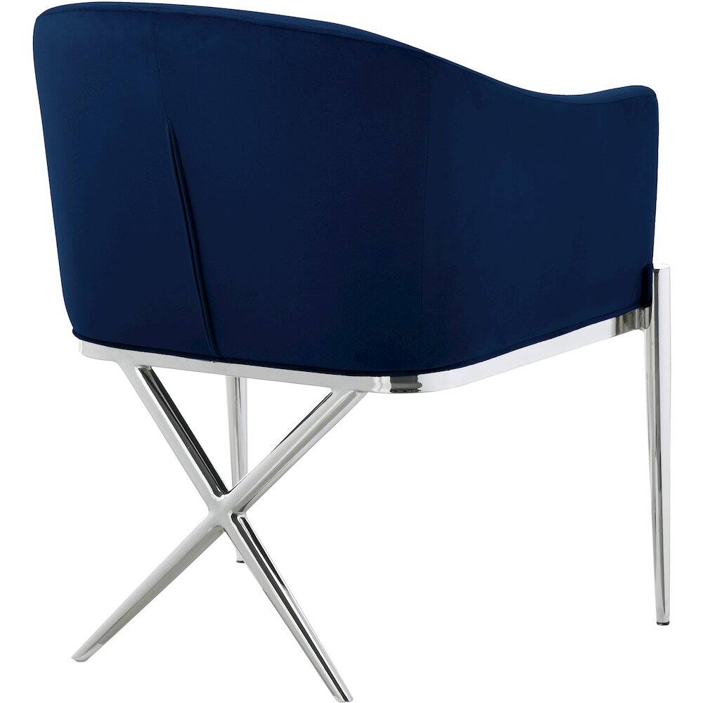 Alt View 1. Meridian Furniture - Xavier Navy Velvet Dining Chair - Blue.