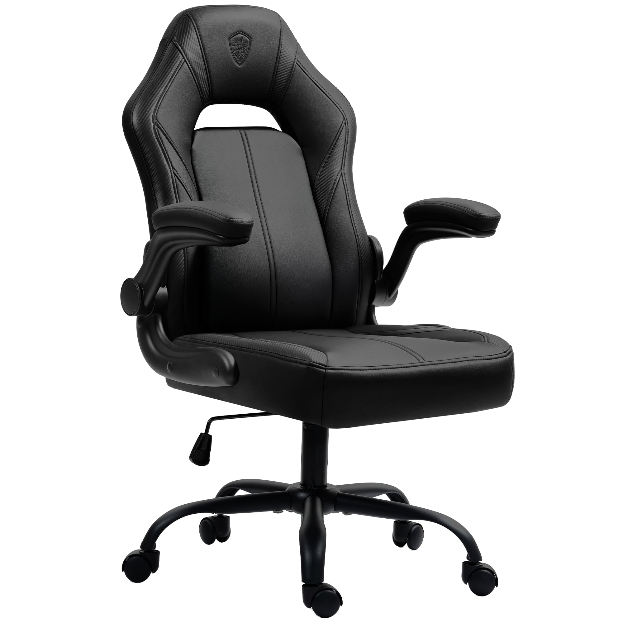 Dowinx - Gaming Chair, Breathable PU Leather Gamer Chair with Pocket Spring Cushion, Swivel Desk Chair with adjustable seat - Black