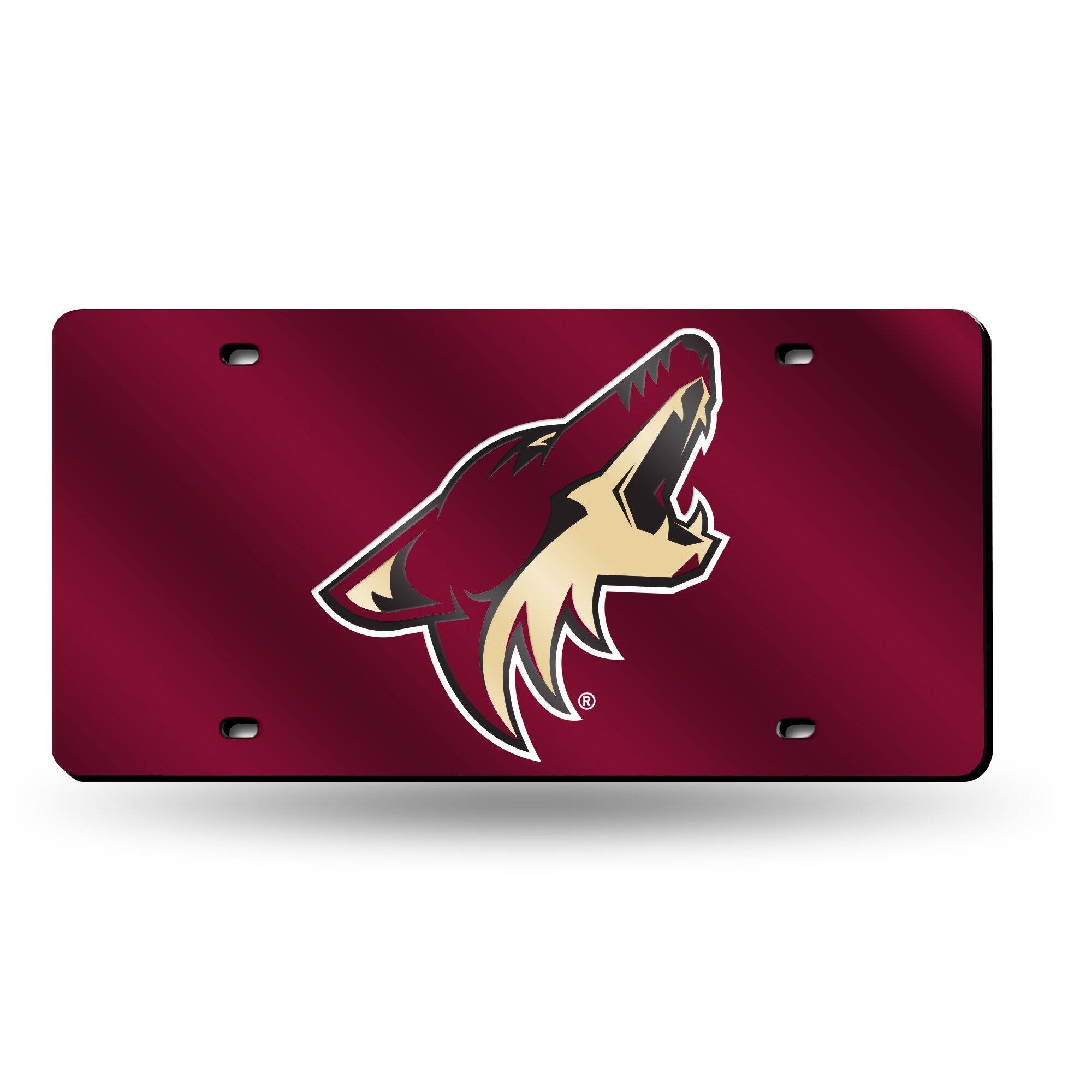 Front. Rico Industries - Arizona Coyotes NHL Logo Mirror Look LASER License Plate - Multi.