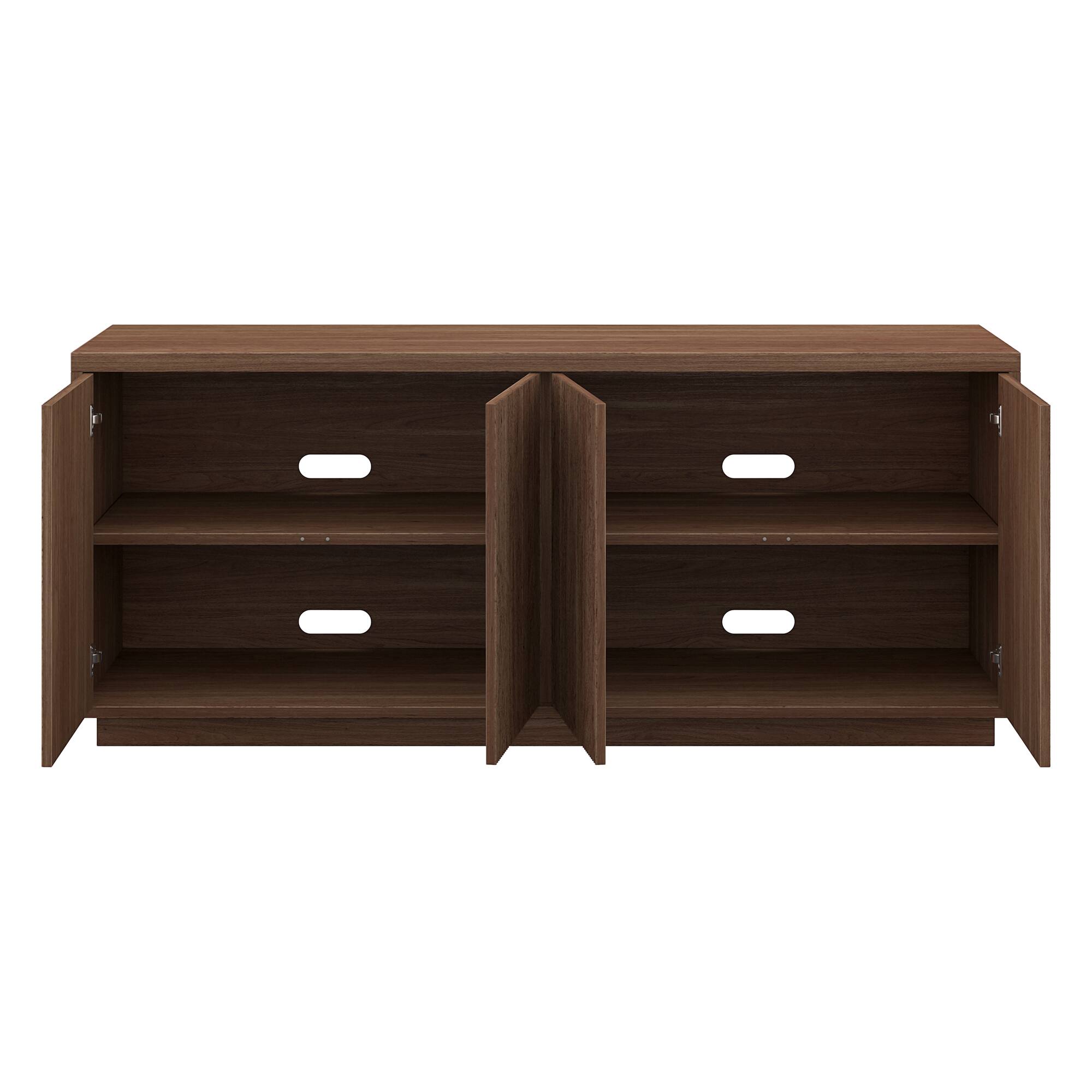 Left. Hudson&Canal - Hanson Rectangular Fluted TV Stand for TV's up to 65" in Satin Walnut - Brown.