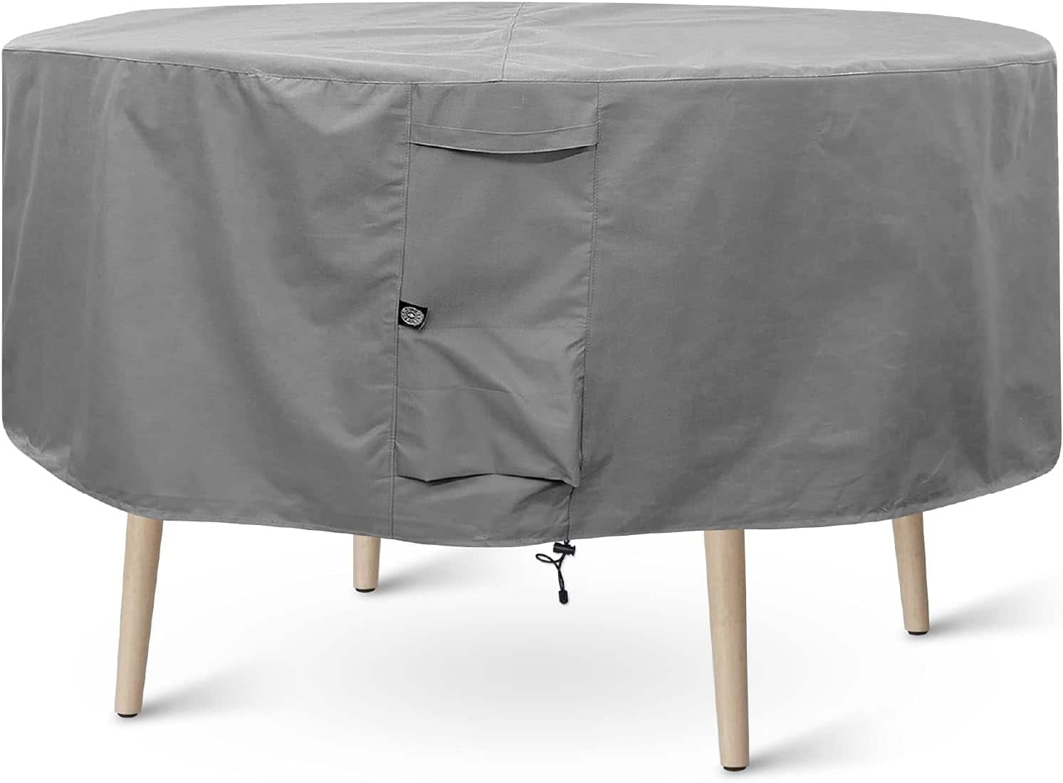 KHOMO GEAR - 70-Inch Heavy Duty Round Table & Chair Set Cover - Waterproof Outdoor Furniture Cover for Patio Dining Sets - Gray